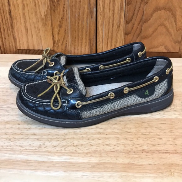 womens black sperry shoes